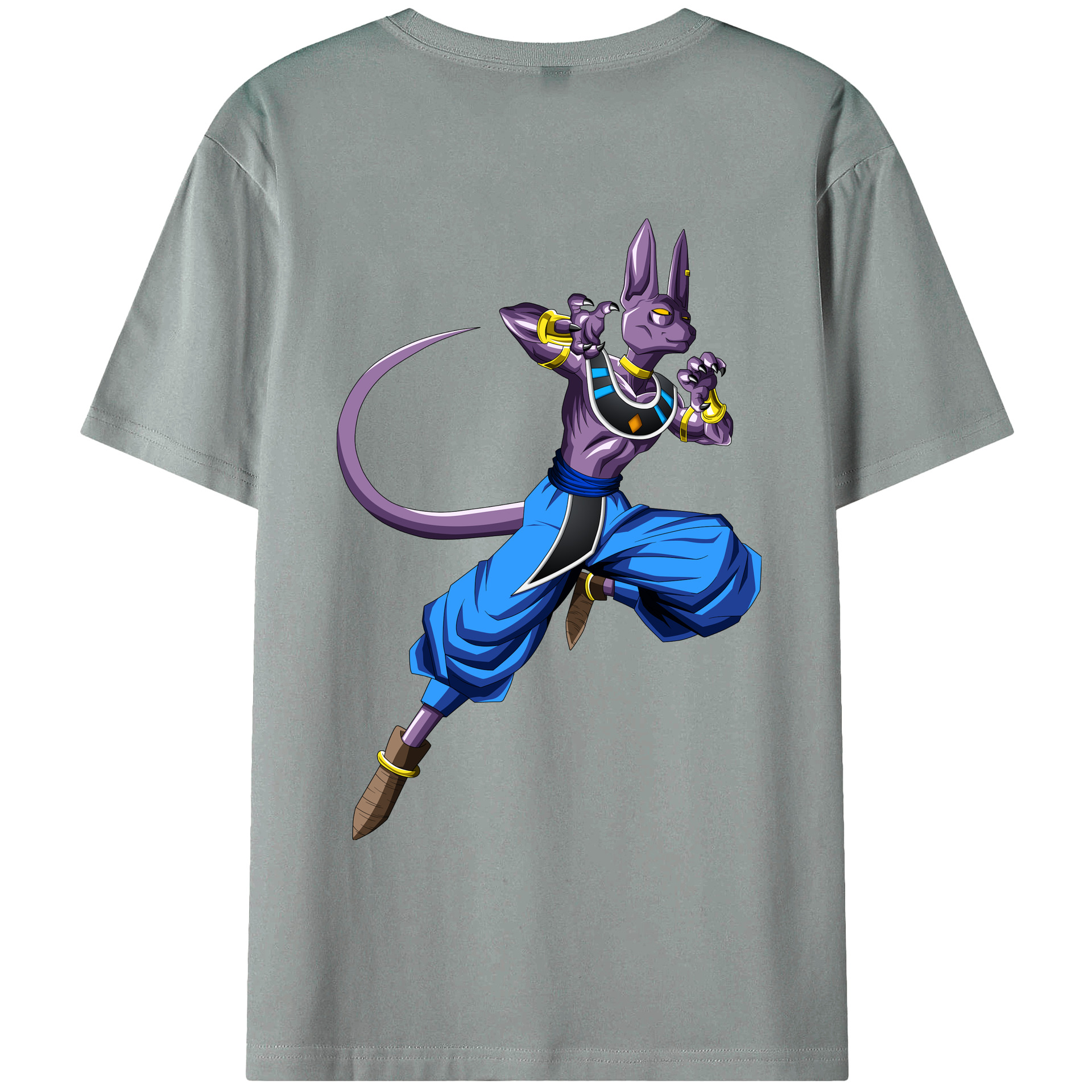 （画像用） ドラゴンボール ビルス 破壊神ビルス DRAGON BALL Beerus Birusu 綿100％ メンズ半袖Tシャツ（バックプリント） 通気性